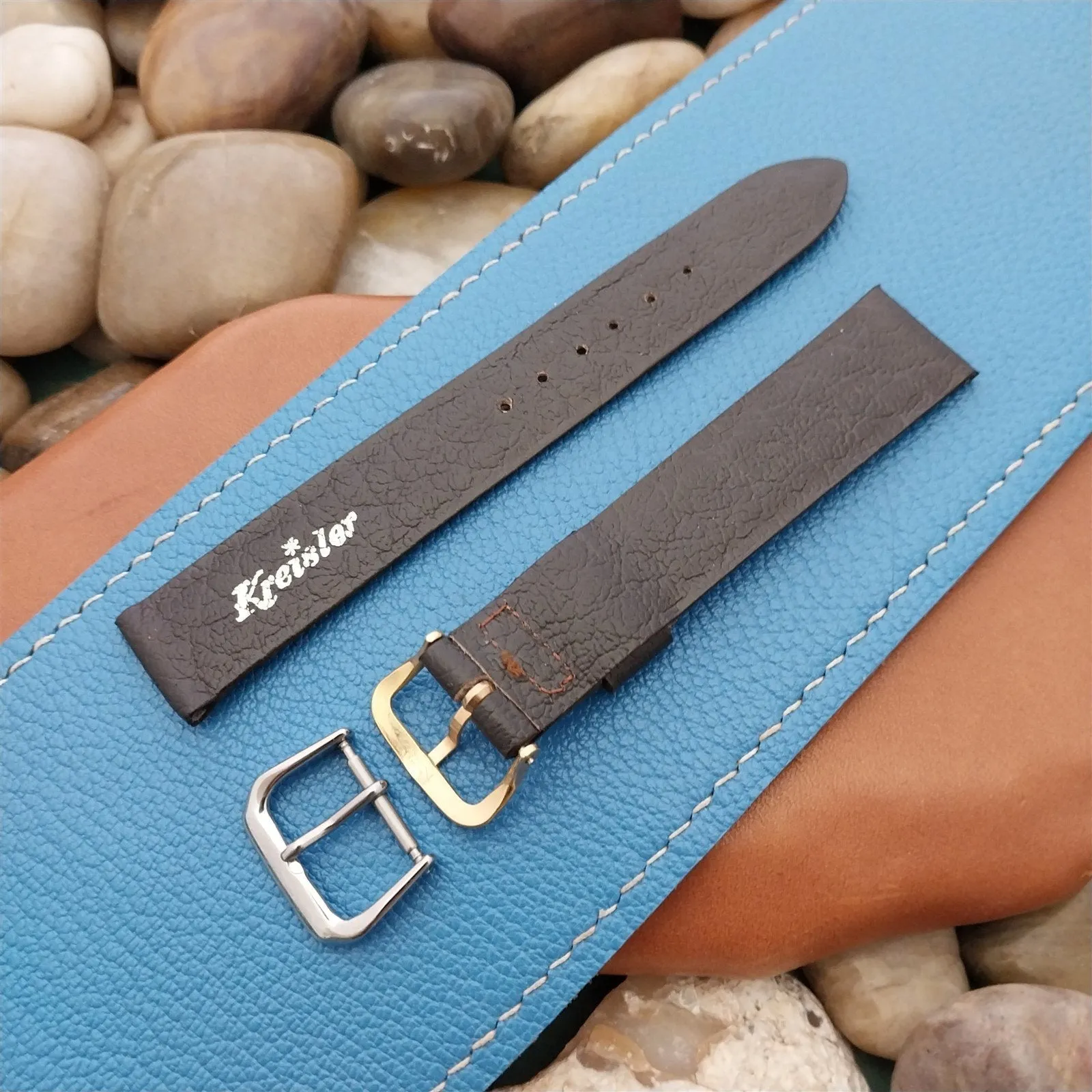 17mm Kreisler Saddle Leather nos Unused Classic Tapered 1960s Vintage Watch Band