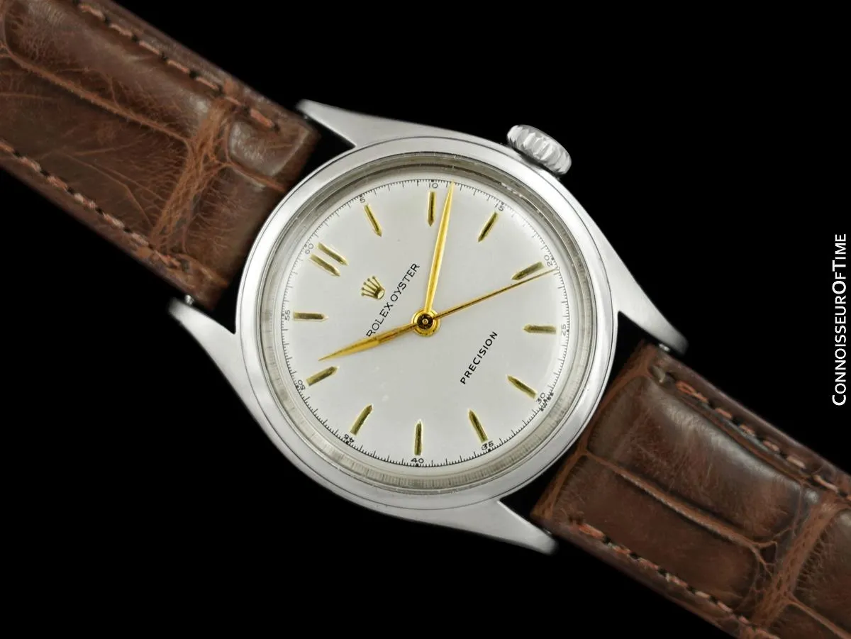 1952 Rolex Mens Vintage Oyster Precision Watch, Stainless Steel - Classic & Rare Design