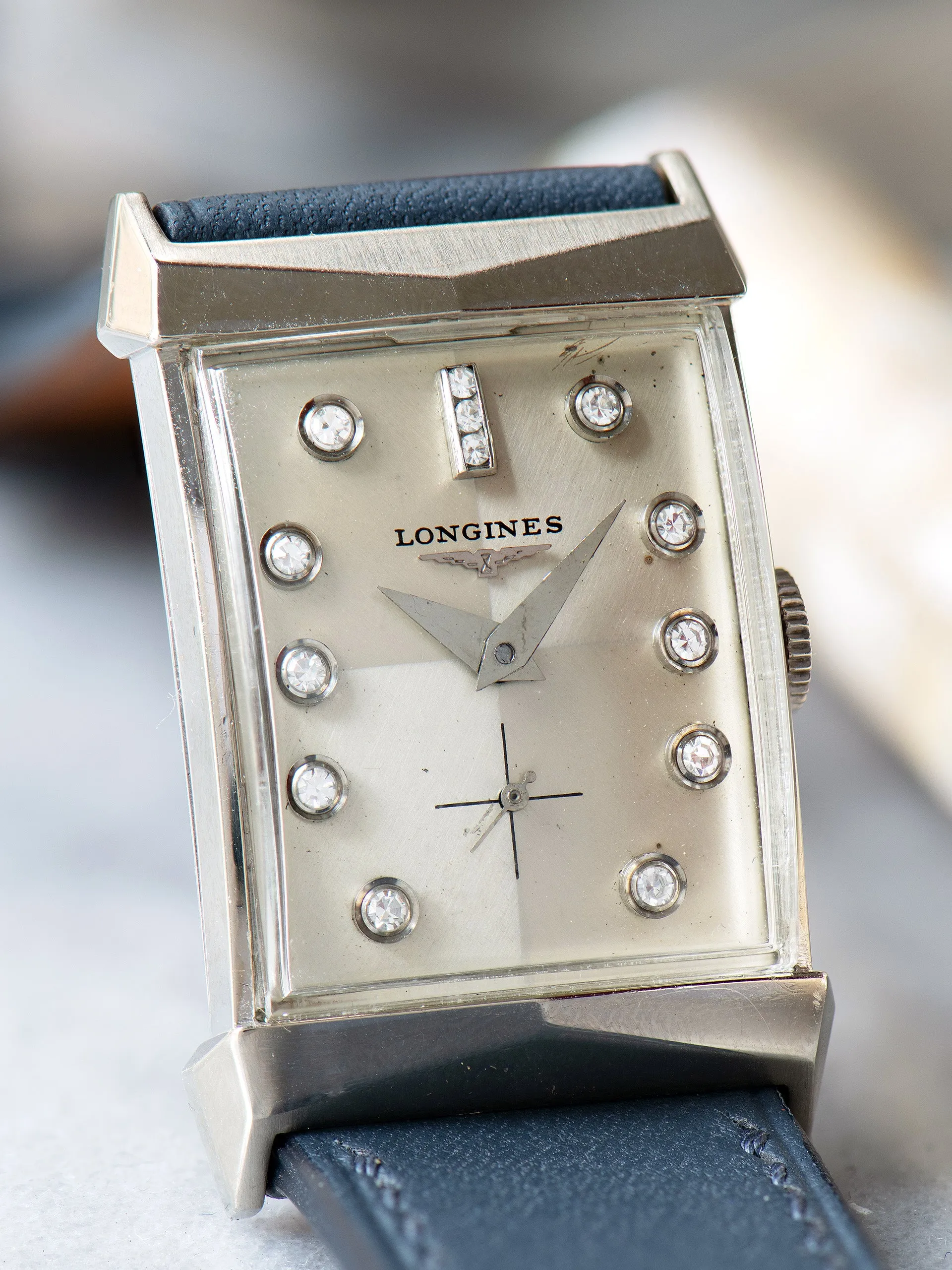1955 Longines Dress Watch 14K WG (Ref. 2041 P) "Cal. 9LT" Diamond Dial