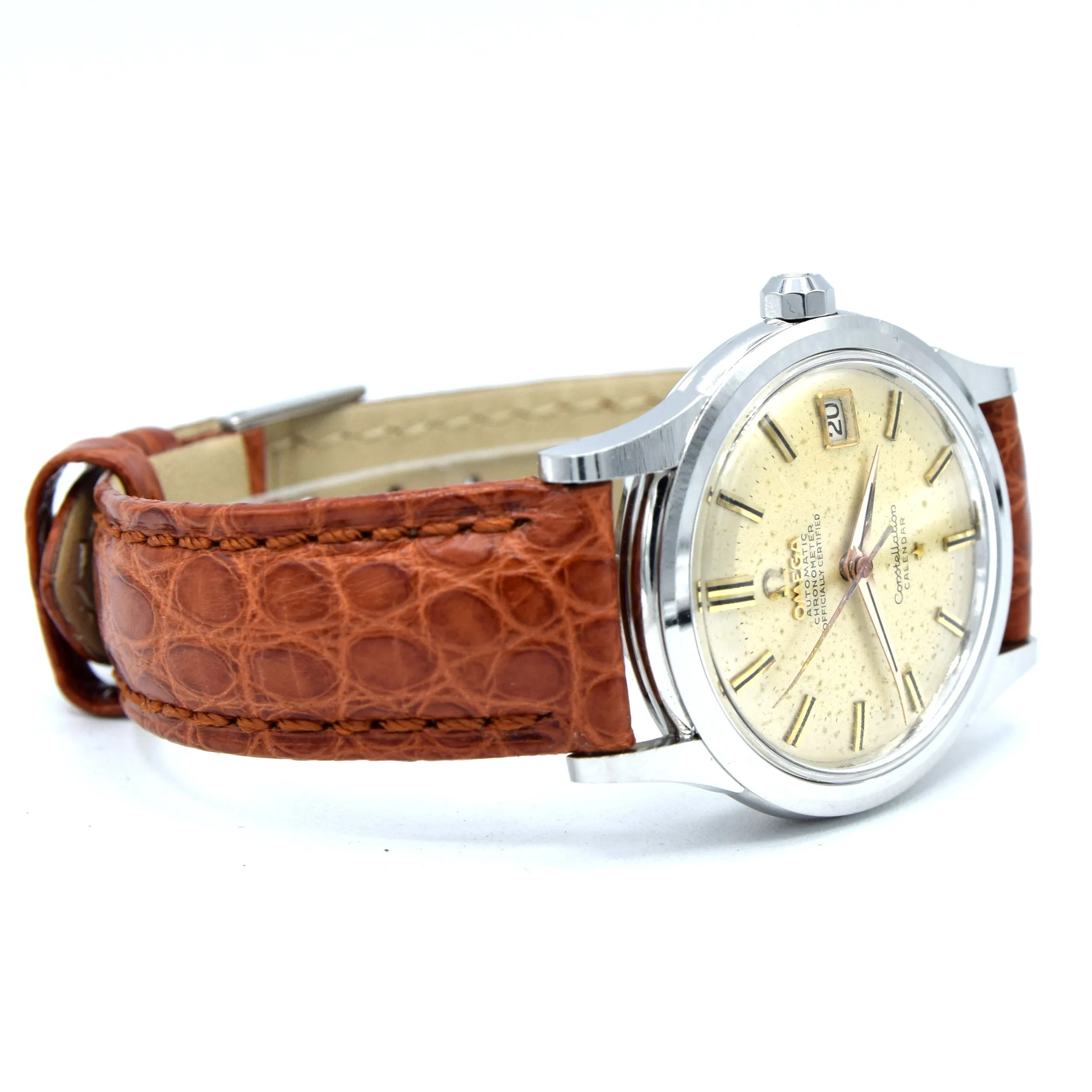 1956/57 Omega Constellation Chronometer Early Model 2943 with two tone Patina Dial in stainless steel