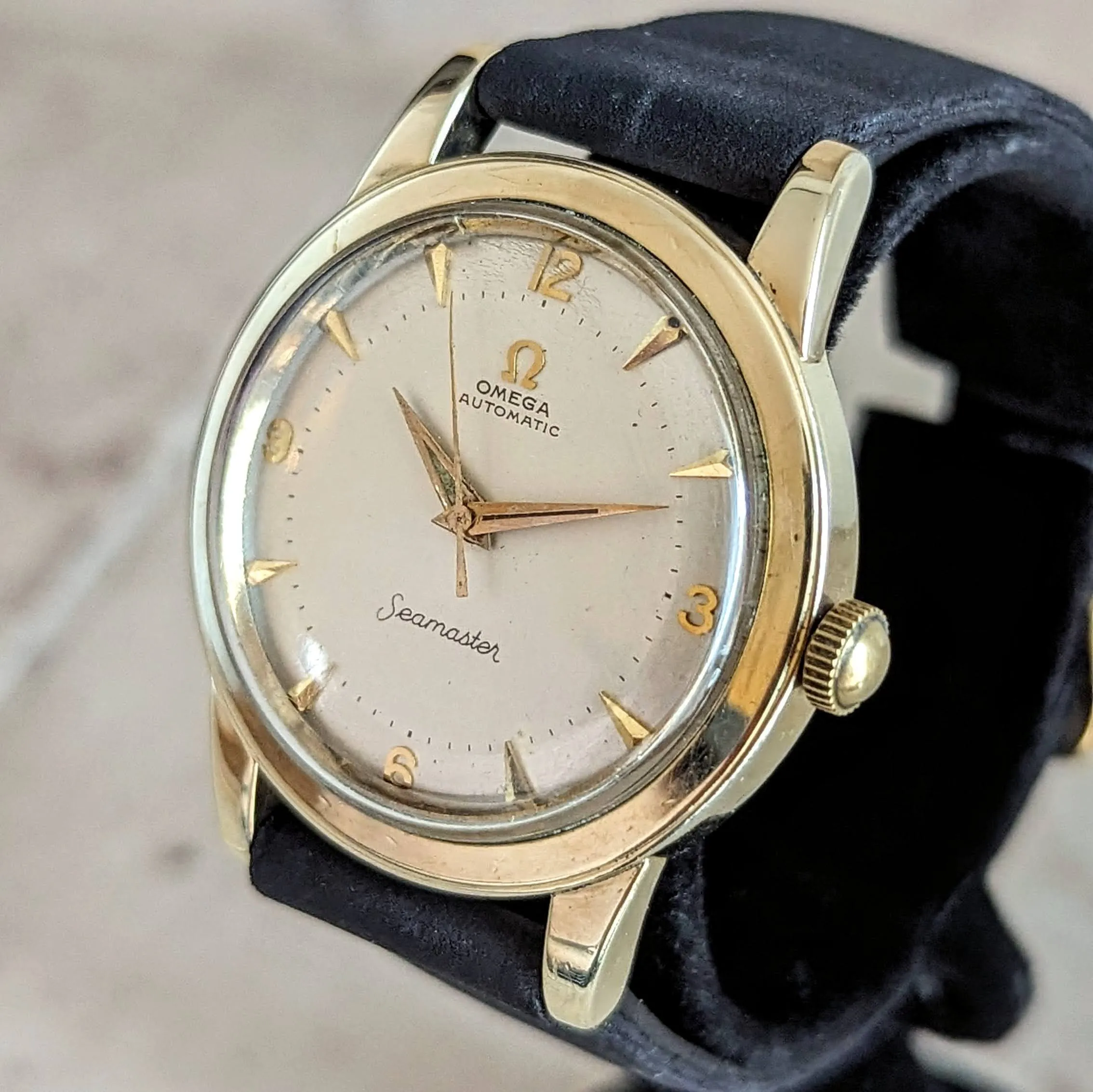 1958 OMEGA Seamaster Automatic Wristwatch Cal. 500 14K G.F. Vintage Watch Ref. G6250