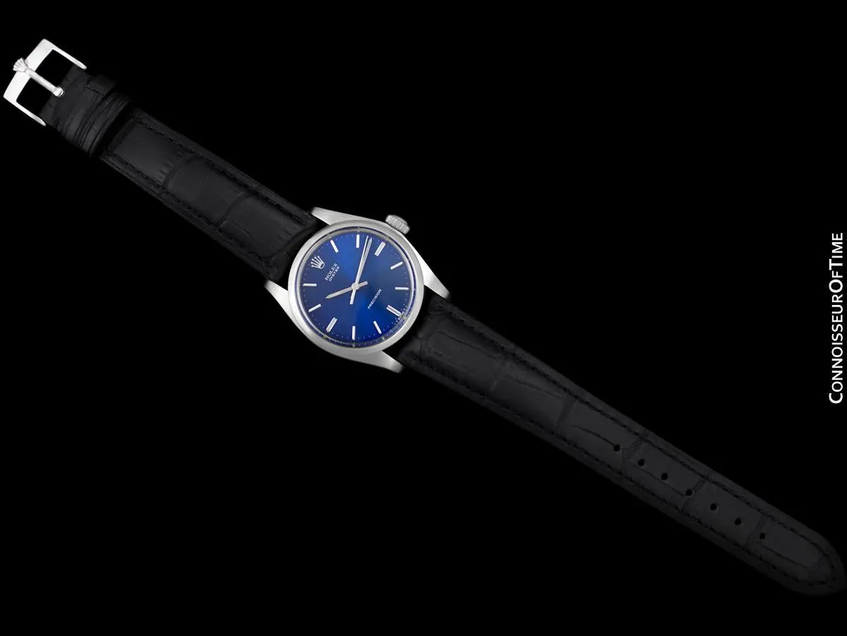 1974 Rolex Oyster Precision Classic Vintage Mens Handwound Watch with Blue Dial - Stainless Steel