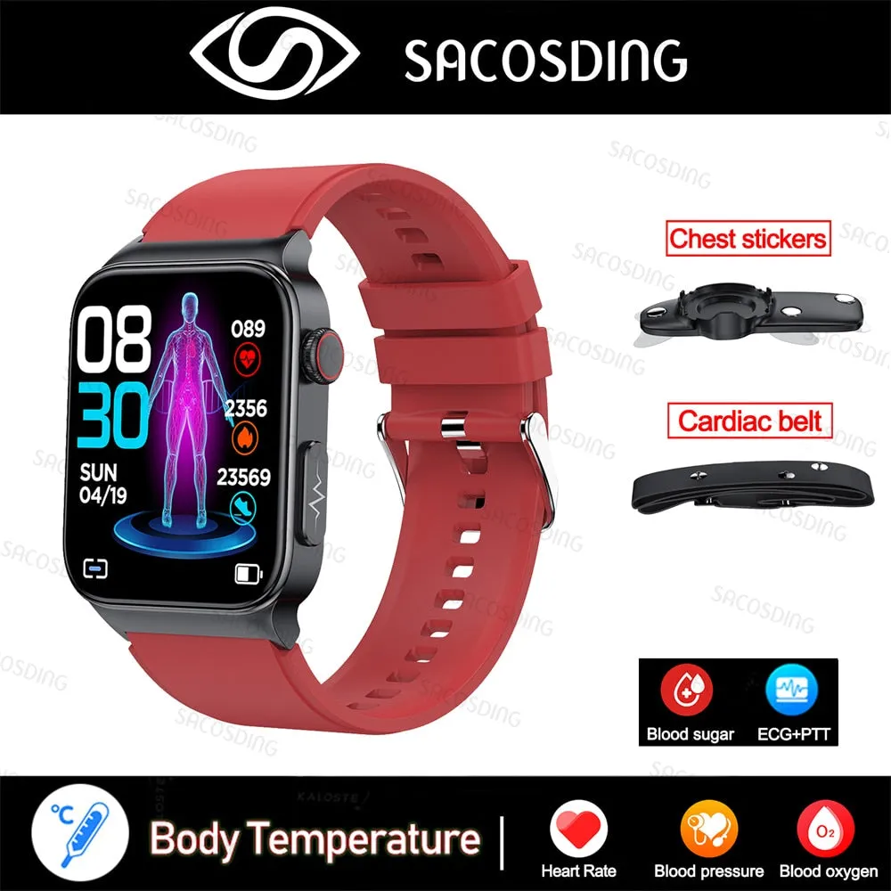 2022 NEW Blood Glucose Smart Watch Men ECG Monitor Blood Pressure Body Temperature Smartwatch IP68 Waterproof Fitness Tracker