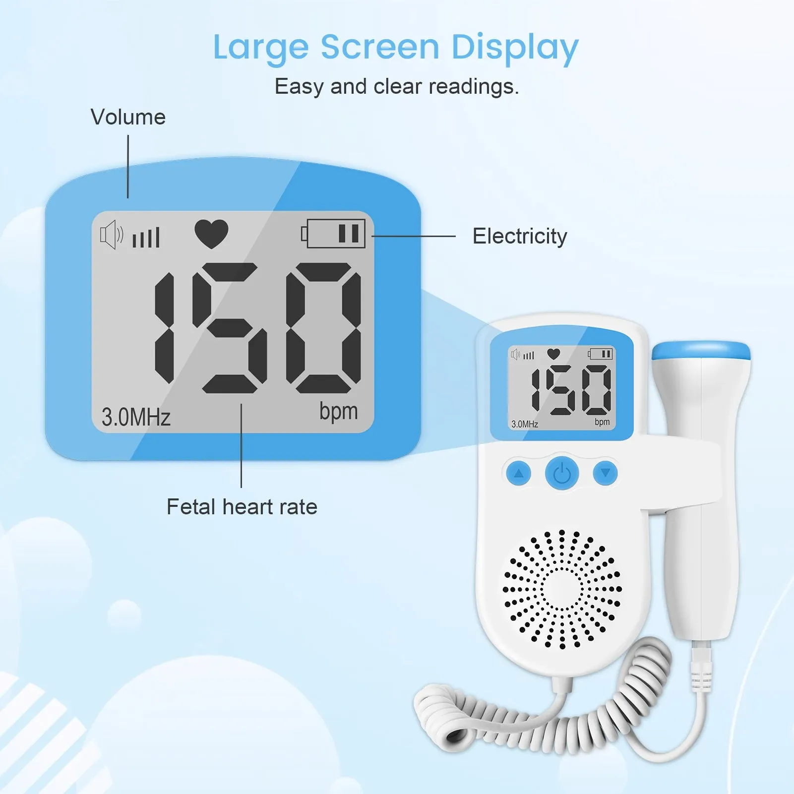 3MHz Ultrasonic Baby Heartbeat Monitor