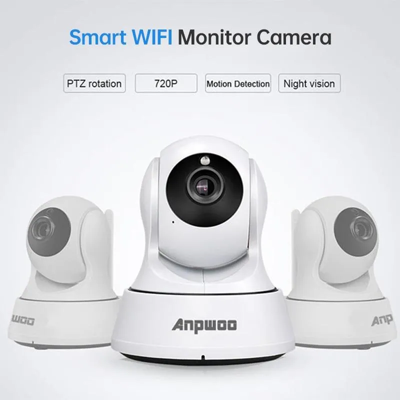 720P Smart Wifi Monitor Camera With 100W Wide Angle Lens Night Vision & Tf Card Expansion