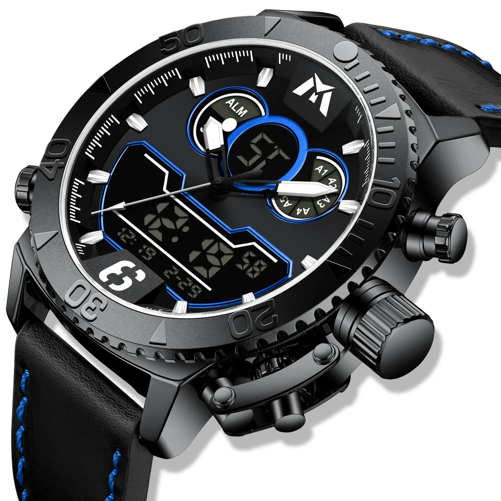 Analog Digital Watch | Leather Band | 8269M