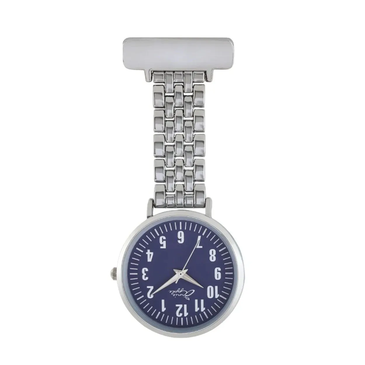 Annie Apple Nurses Fob Watch - Aurora - Navy/Silver - Link - 35mm