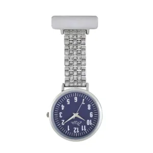 Annie Apple Nurses Fob Watch - Aurora - Navy/Silver - Link - 35mm
