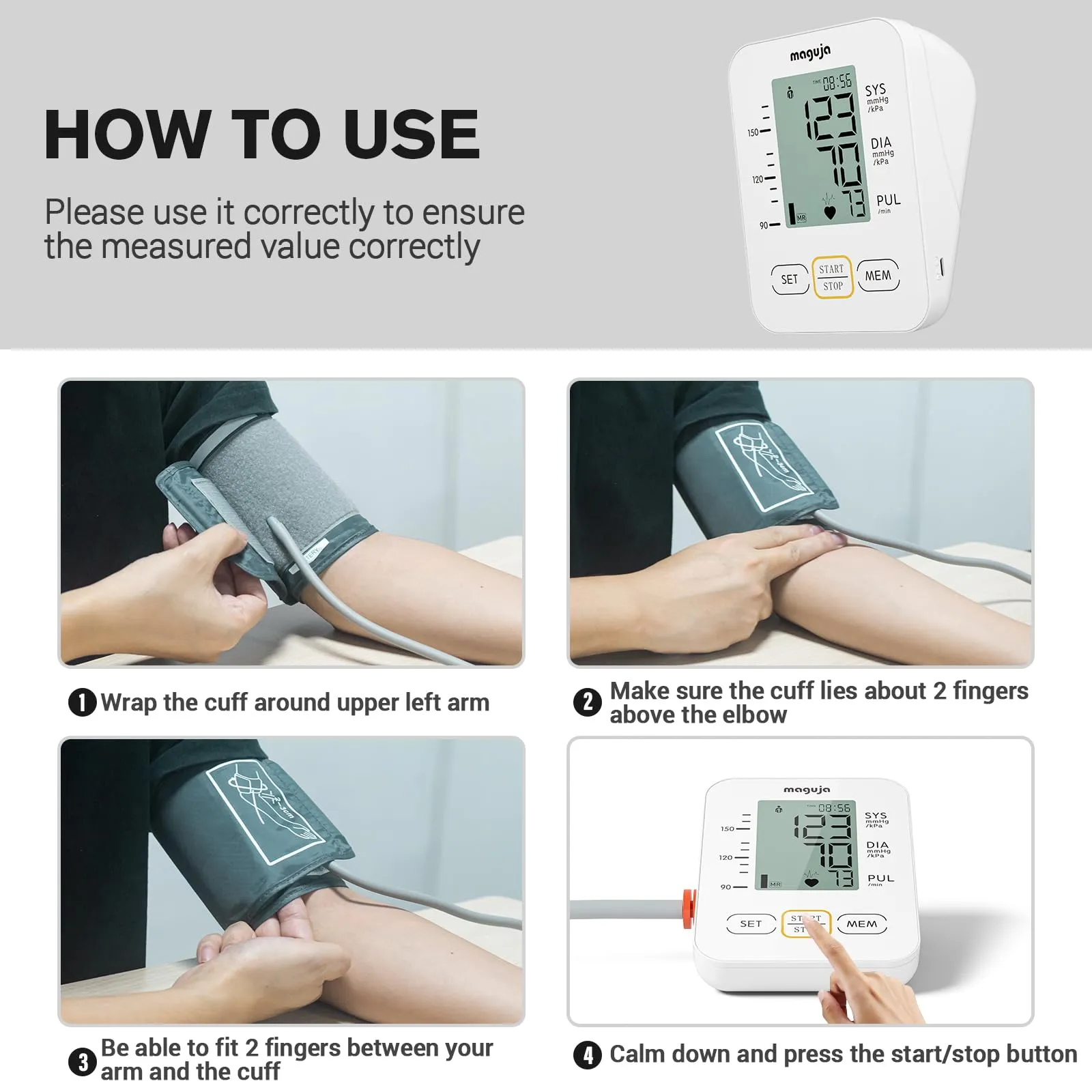 Arm Blood Pressure Monitor,maguja Blood Pressure Machine,BP Monitor Automatic Upper Arm Digital with Blood Pressure Cuff for Home Use