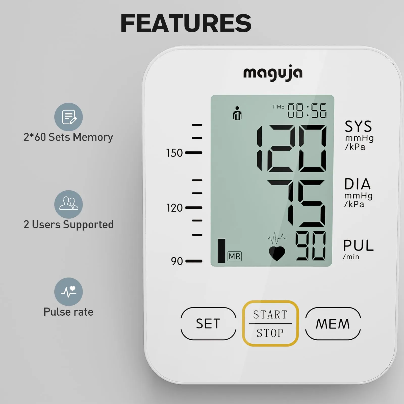 Arm Blood Pressure Monitor,maguja Blood Pressure Machine,BP Monitor Automatic Upper Arm Digital with Blood Pressure Cuff for Home Use