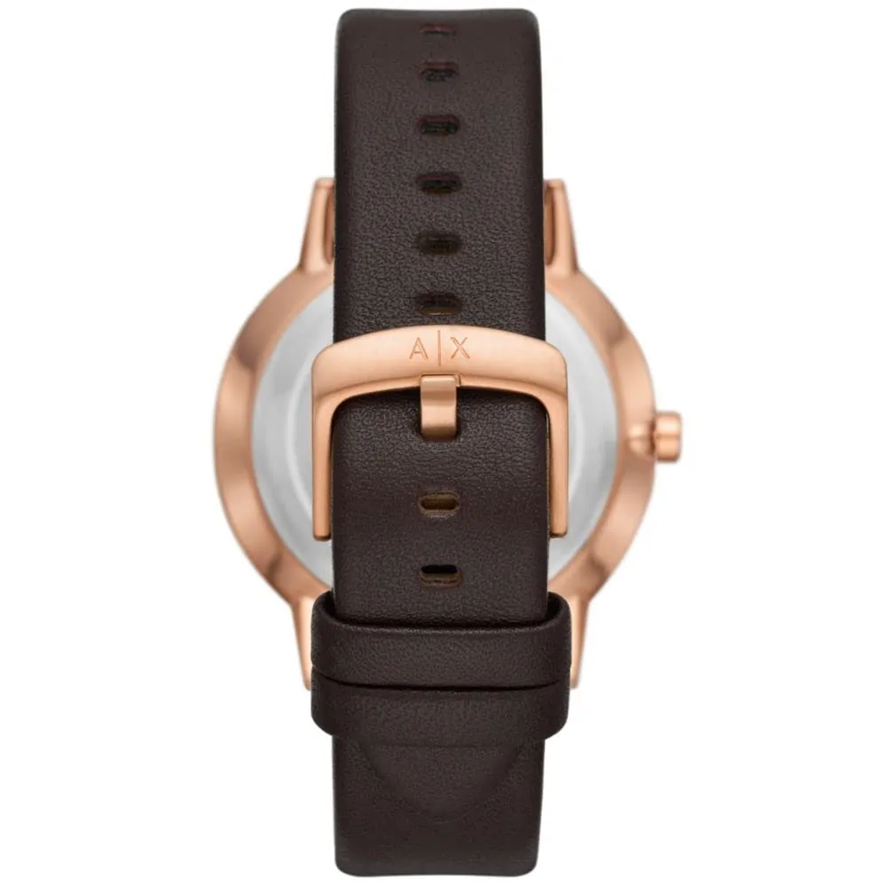 A｜X ARMANI EXCHANGE Men's Multifunction Brown Leather Band Watch (Model: A|X2756)