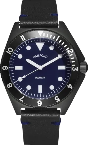 Bamford Watch Mayfair Matt Black Navy Dial with White Accents