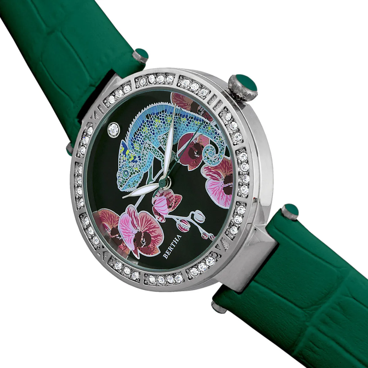 Bertha Camilla Mother-Of-Pearl Leather-Band Watch - Teal