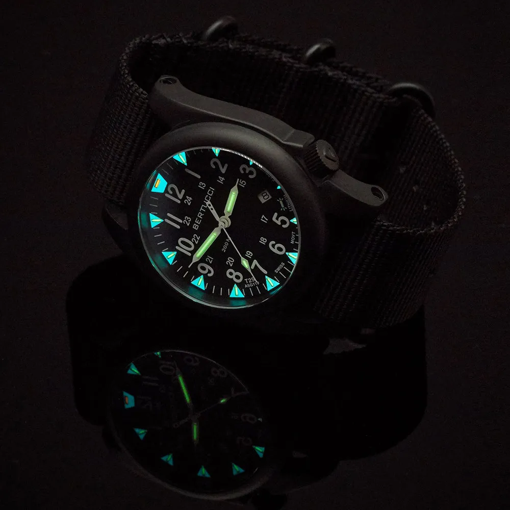 Bertucci A-5S Ballista Illuminated Men's Heavy-Duty Black Nylon Band Black Quartz Dial Watch - 13550