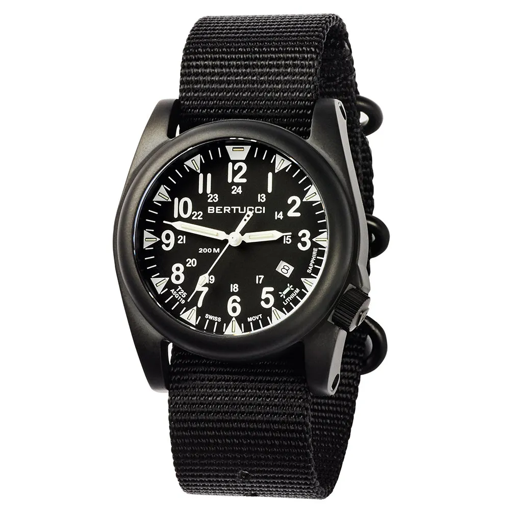 Bertucci A-5S Ballista Illuminated Men's Heavy-Duty Black Nylon Band Black Quartz Dial Watch - 13550