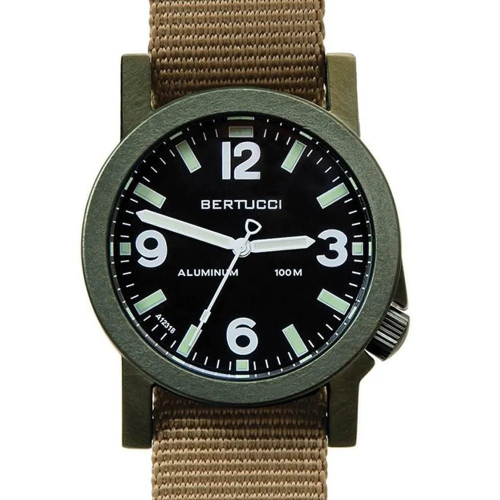 Bertucci A-6A Experior Mens Coyote Nylon Band Marine Black Japan Quartz Dial Watch - 16506