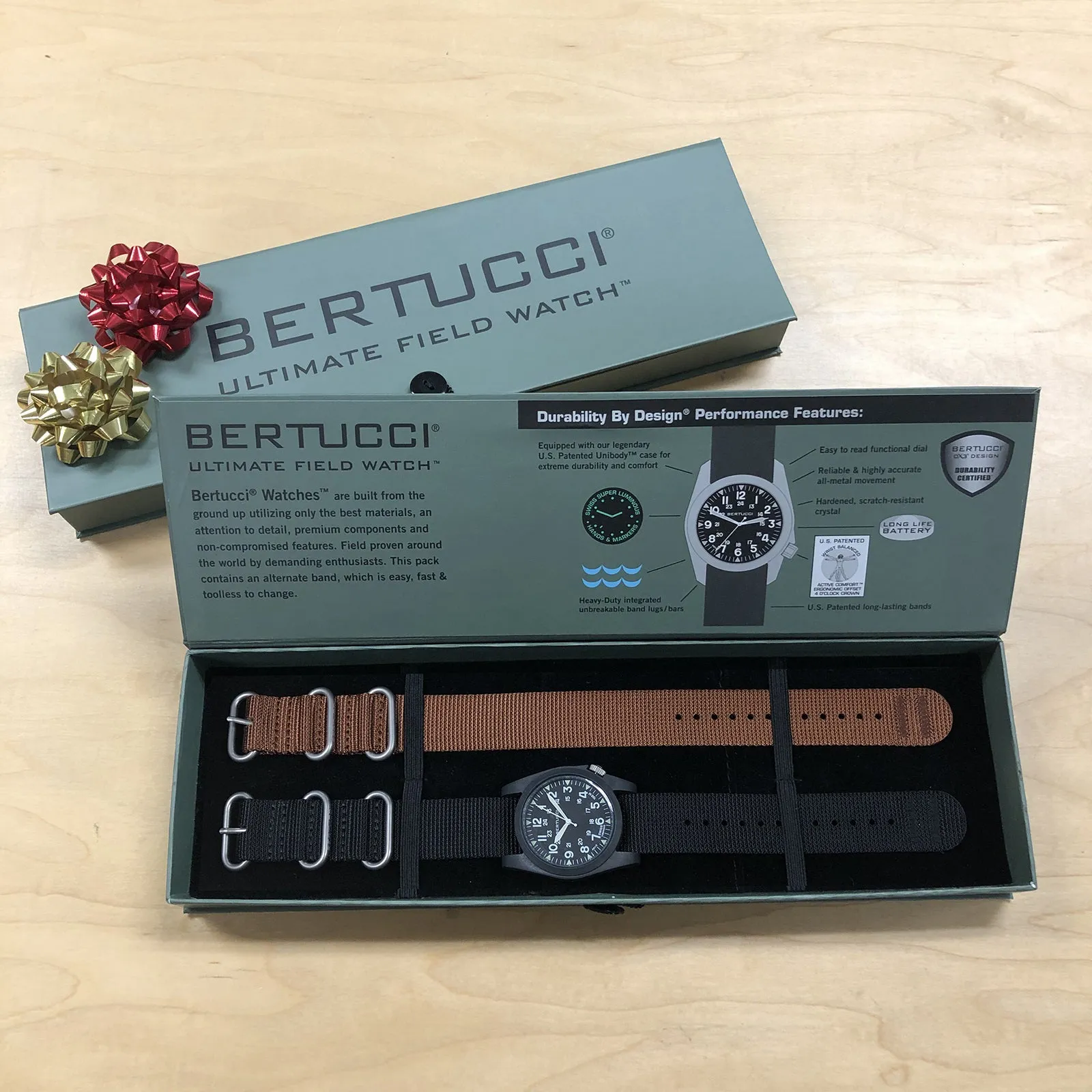 Bertucci Unisex Black Dial Black, Rust Nylon Band Japanese Quartz Watch - 13388B
