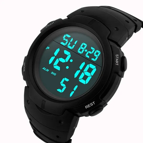 Best Cool Digital Fashion Sports Wristwatch LCD Date Rubber Stopwatch For Men Boy's