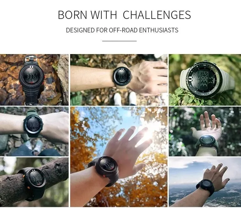 Brand Men Electronics Watch Outdoor Sports Waterproof Big Dial Digital LED Alarm Digital-Watch 1237 Sport Watch