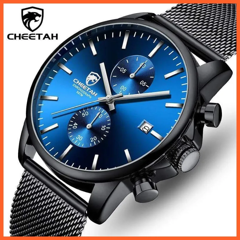 Branded Mens Watch Fashion Business Quartz Wrist Watches | Stainless Steel Mesh Chronograph Casual Wristwatches