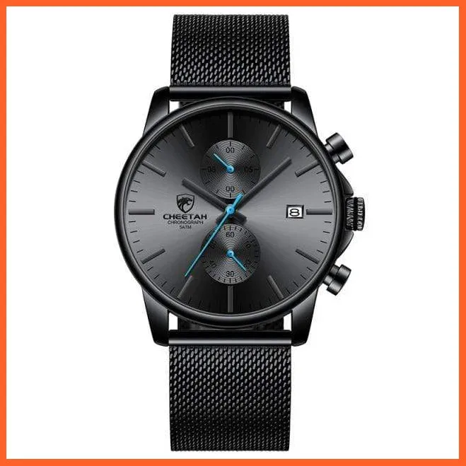 Branded Mens Watch Fashion Business Quartz Wrist Watches | Stainless Steel Mesh Chronograph Casual Wristwatches