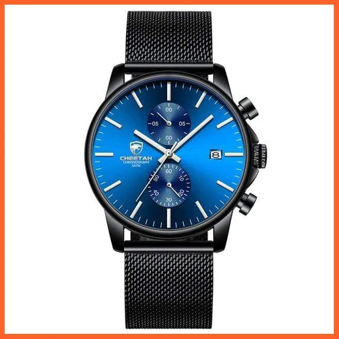 Branded Mens Watch Fashion Business Quartz Wrist Watches | Stainless Steel Mesh Chronograph Casual Wristwatches