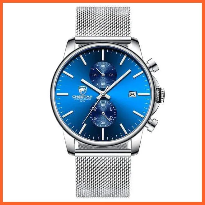 Branded Mens Watch Fashion Business Quartz Wrist Watches | Stainless Steel Mesh Chronograph Casual Wristwatches