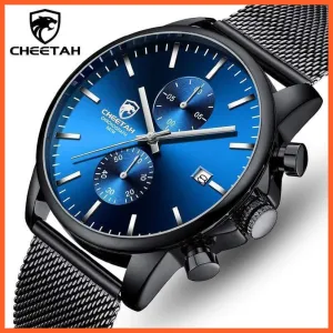 Branded Mens Watch Fashion Business Quartz Wrist Watches | Stainless Steel Mesh Chronograph Casual Wristwatches