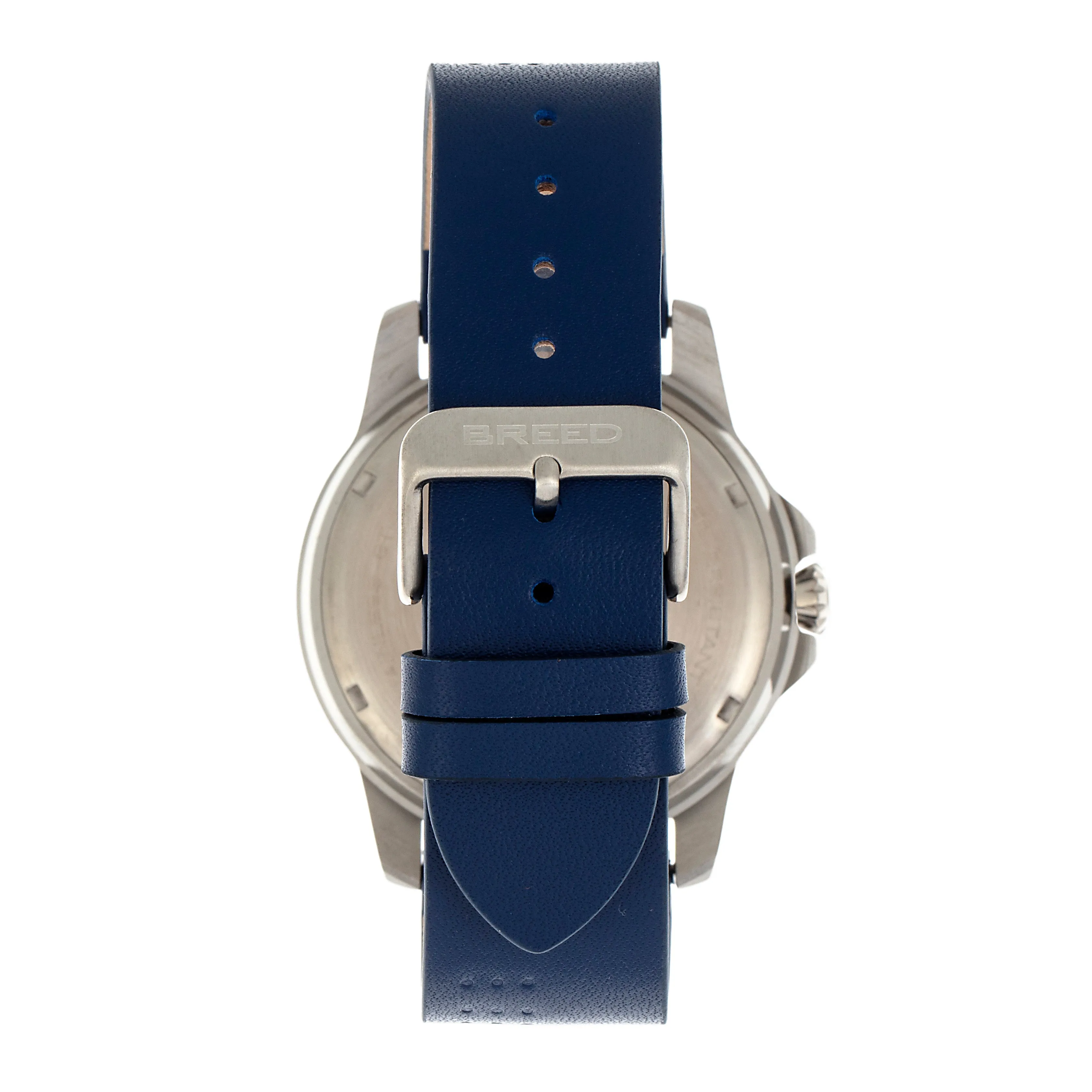 Breed Revolution Leather-Band Watch w/Date - Navy