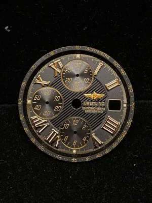 Breitling Dial Unique Style Black with Beautiful Gold Engraving -$2K APR w/ CoA!
