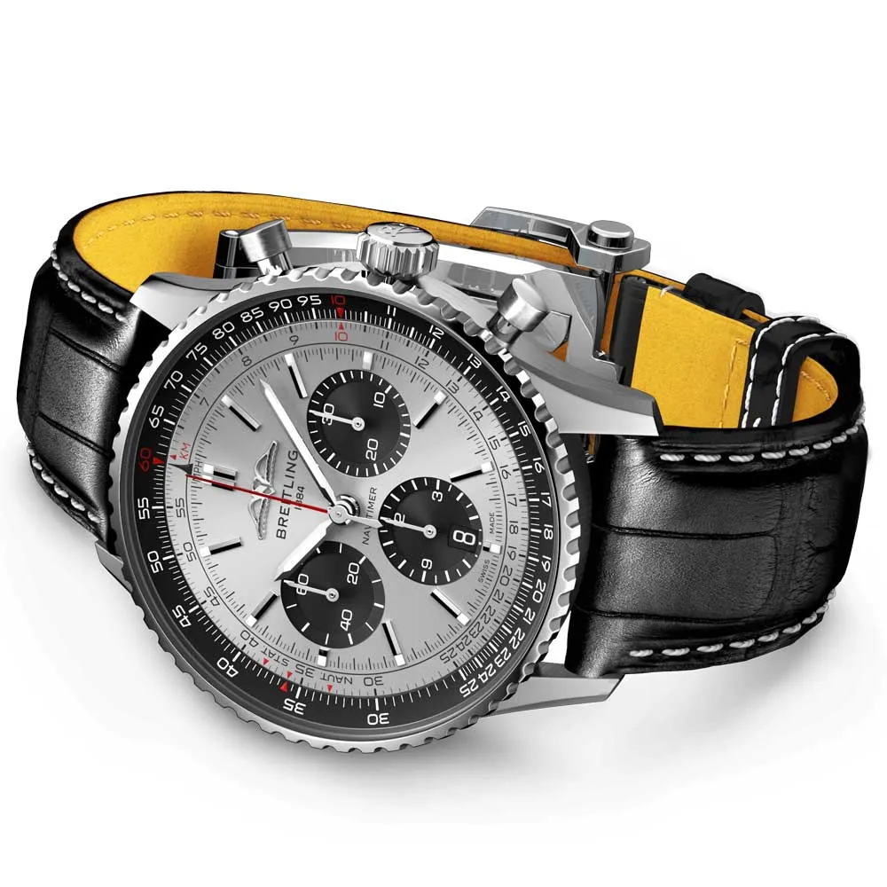 Breitling Navitimer B01 Chronograph 43mm Silver Dial Automatic Gents Watch AB0138241G1P1