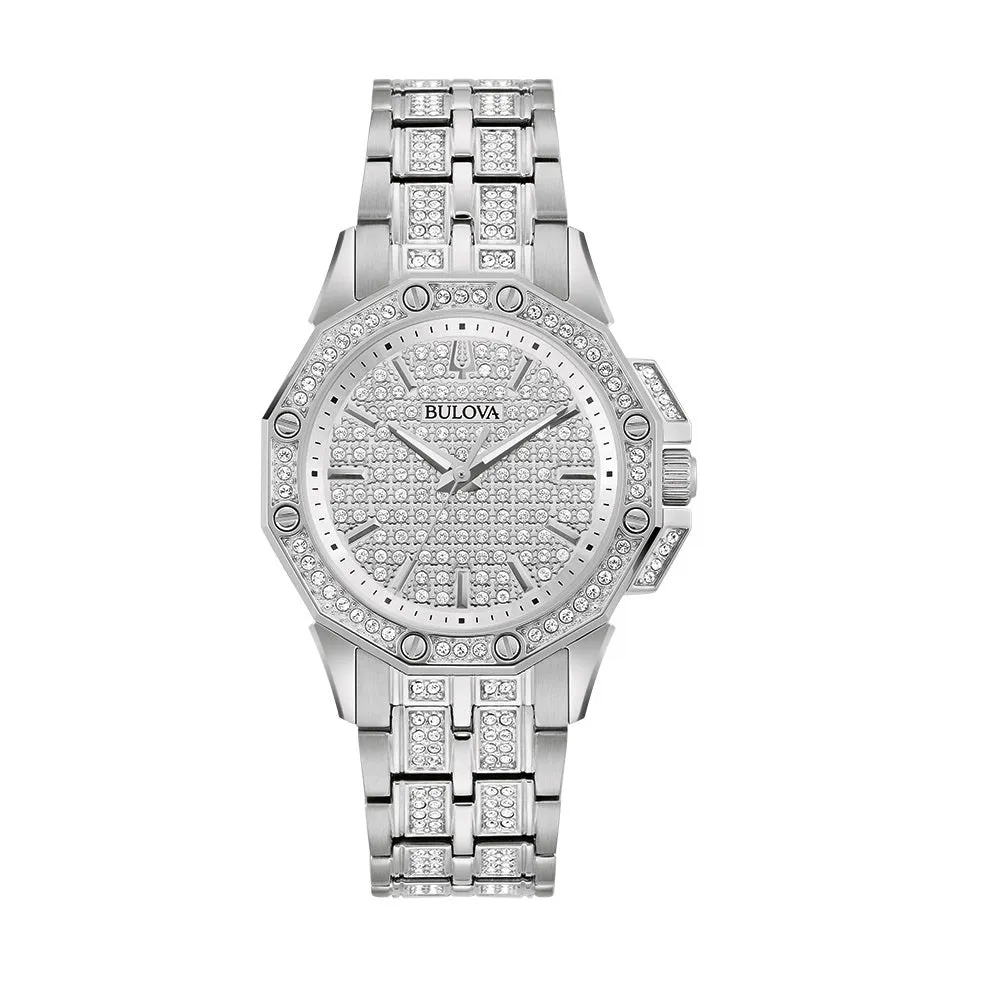 Bulova Octava Crystal Watch with 34MM Dial and Stainless Steel Bracelet. 96L305