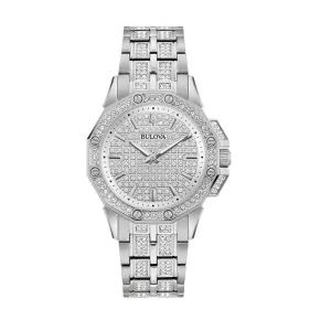 Bulova Octava Crystal Watch with 34MM Dial and Stainless Steel Bracelet. 96L305