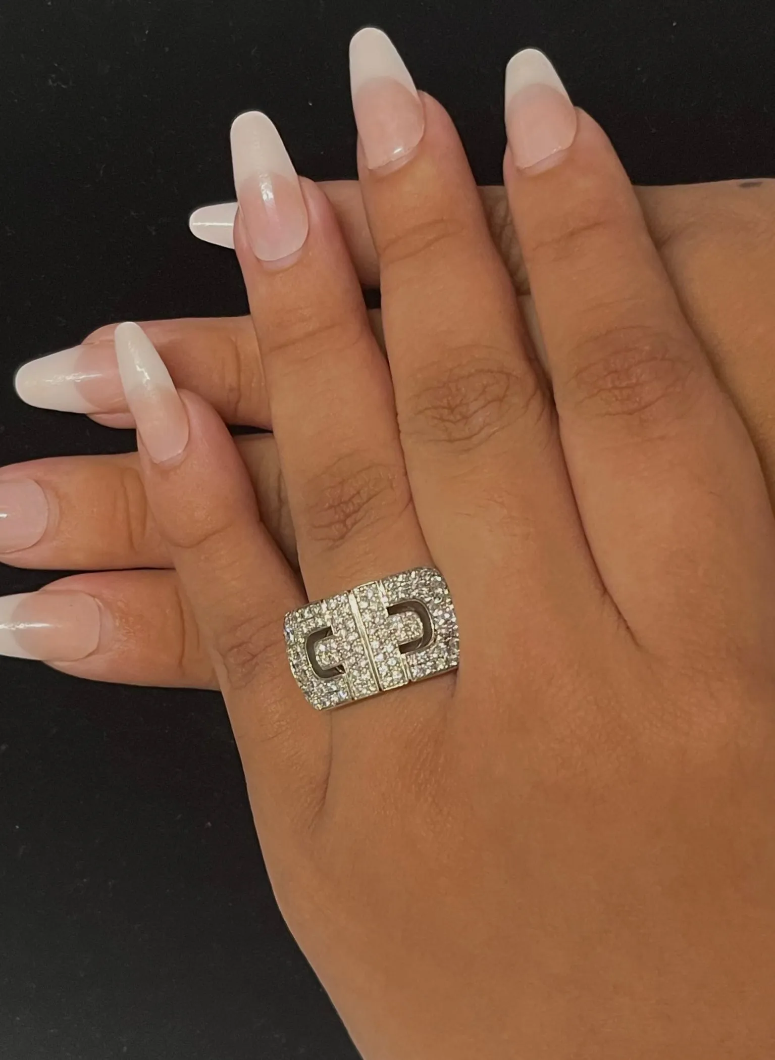 BVLGARI RING 18K White Gold 88 Diamonds Elegance Unique Nice - $30K APR w/ CoA!!
