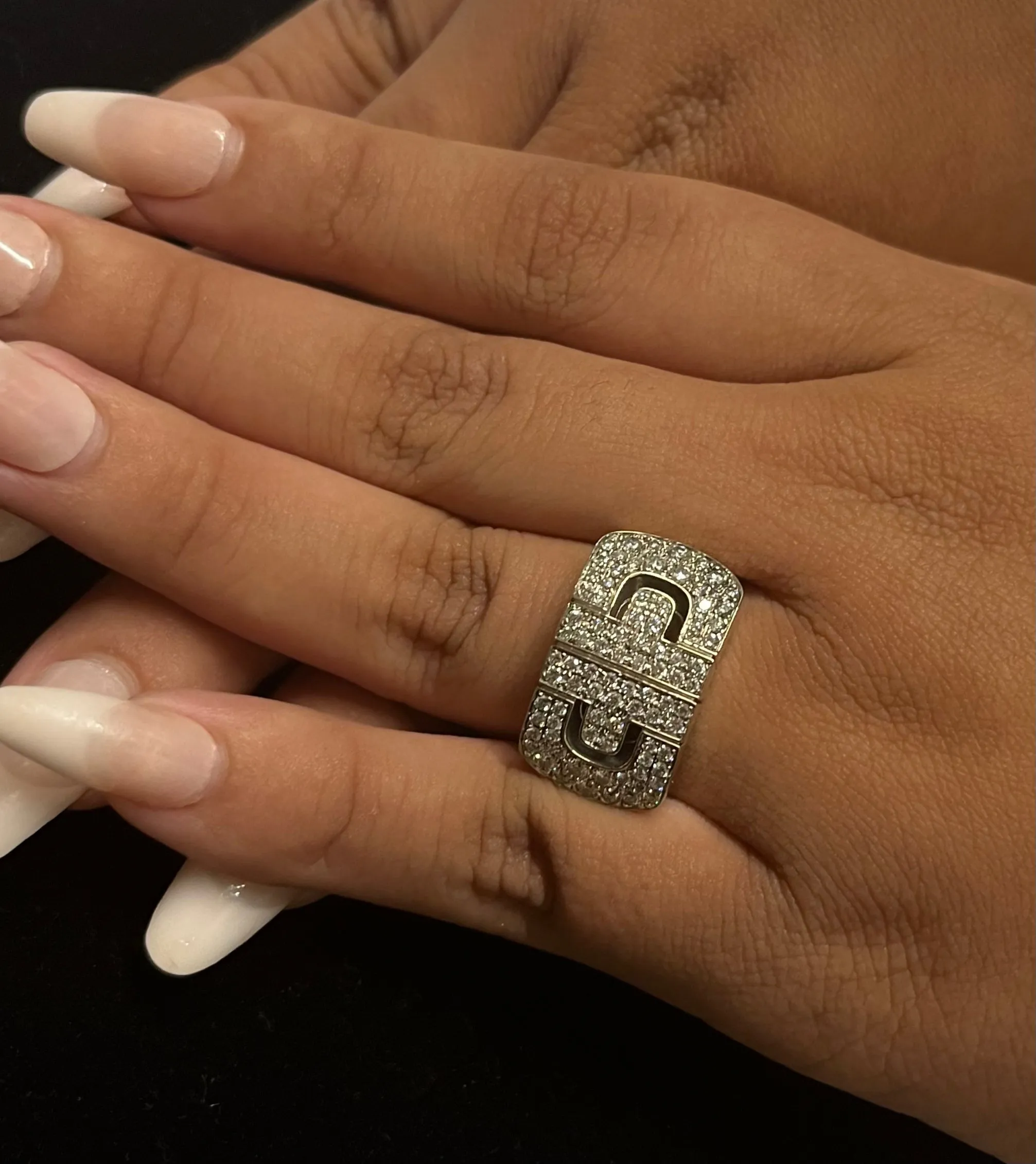 BVLGARI RING 18K White Gold 88 Diamonds Elegance Unique Nice - $30K APR w/ CoA!!