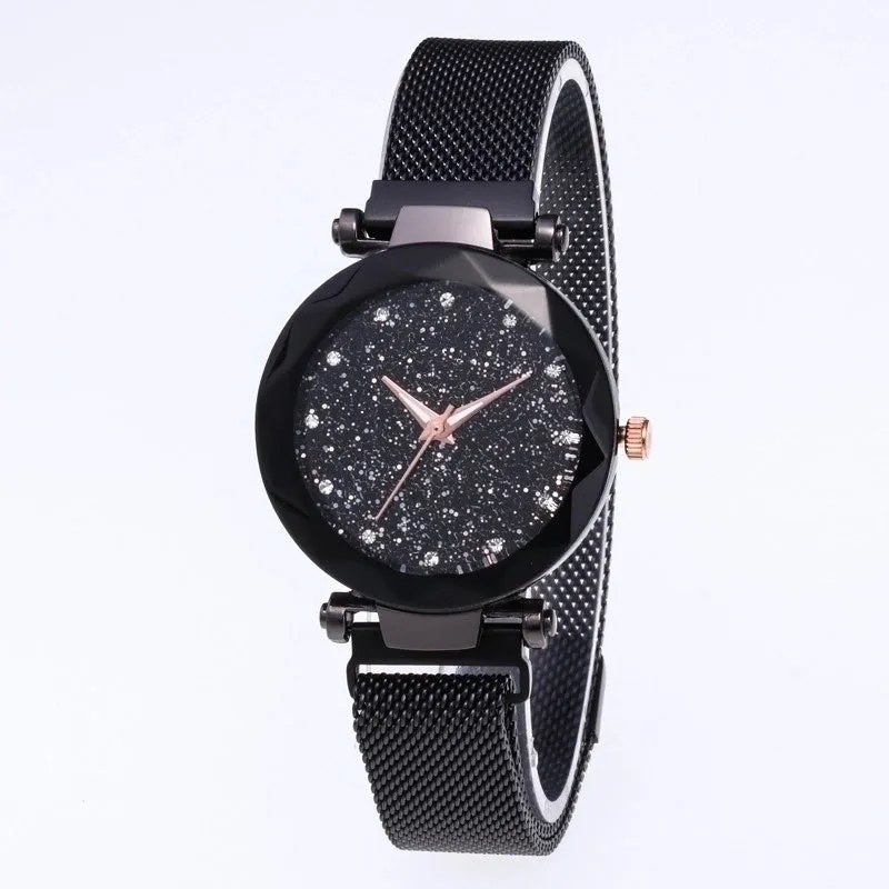 Casual Streetwear Round Suction Buckle Quartz Women's Watches