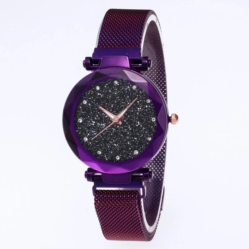 Casual Streetwear Round Suction Buckle Quartz Women's Watches