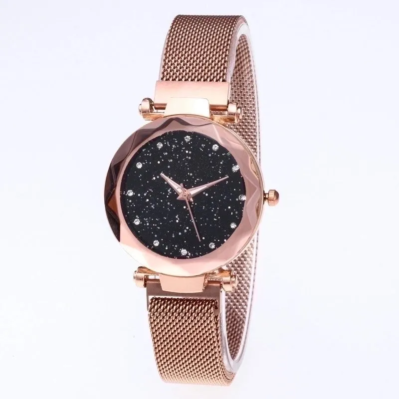 Casual Streetwear Round Suction Buckle Quartz Women's Watches