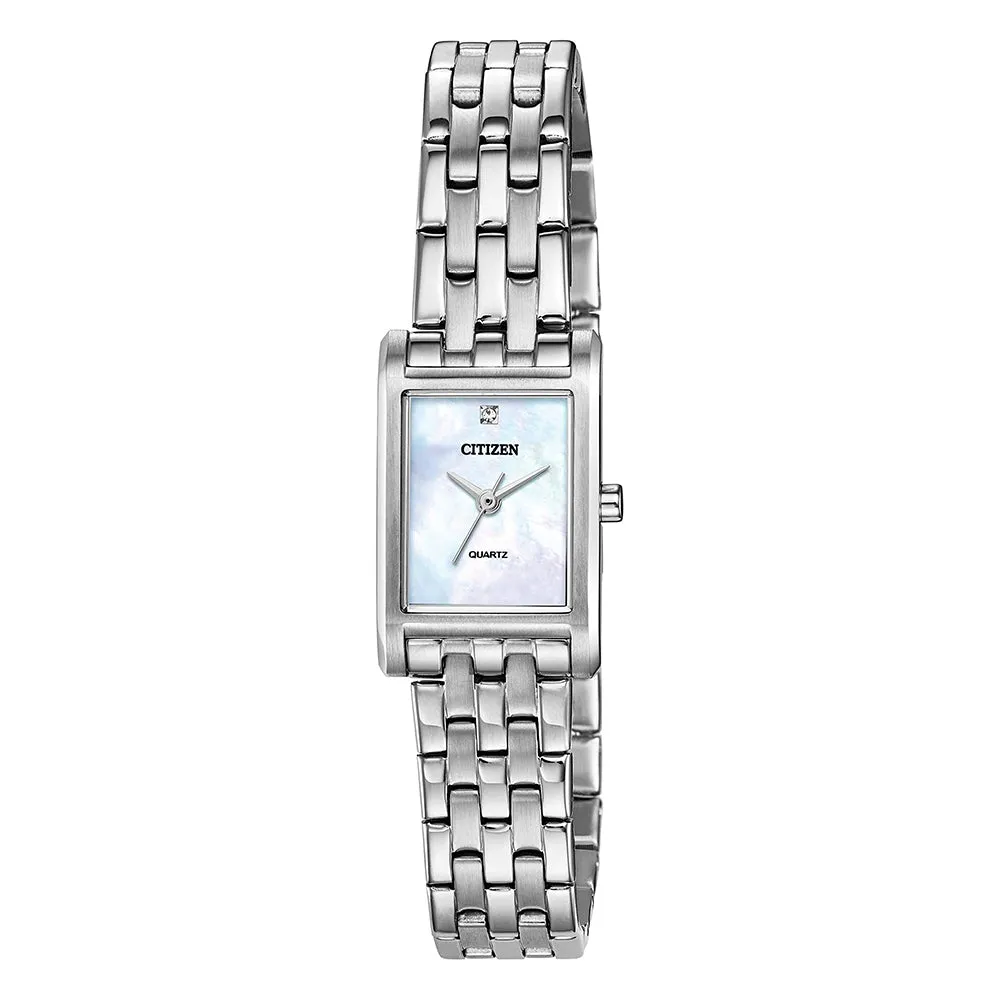 Citizen Womens Quartz Mother Of Pearl Dial Silver Stainless Steel Strap Watch - EJ6121-51D