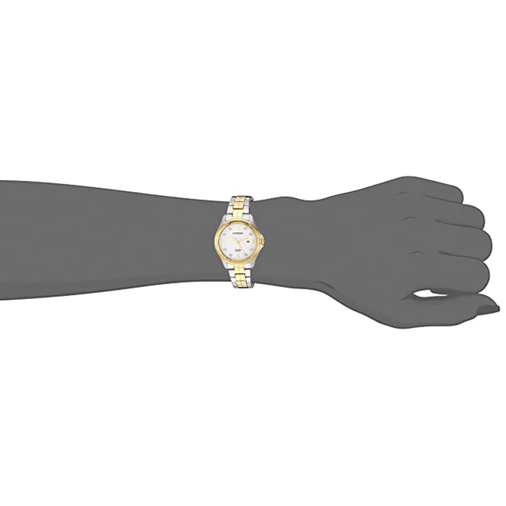 Citizen Womens Quartz Silver Dial Two Tone Stainless-Steel Strap  Casual Watch - EU6084-57A