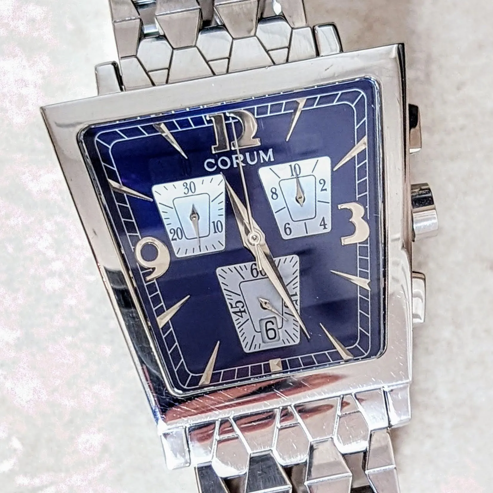 CORUM Trapeze Chronograph Watch 196.404.20 Swiss Made Wristwatch