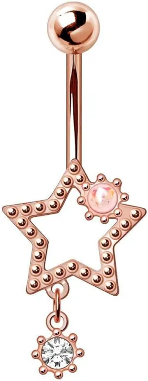 Covet Jewelry Rose Gold Plated Star Drop Navel Ring