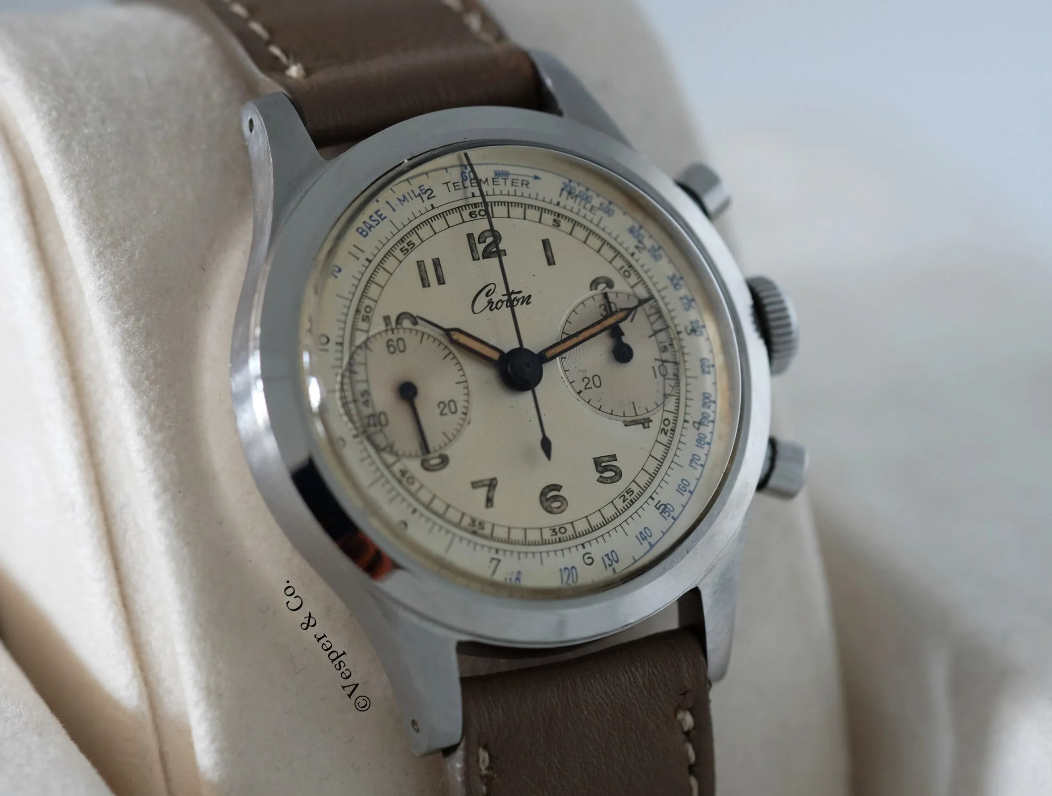 Croton Clamshell Chronograph with Tachometer and Telemeter Scales