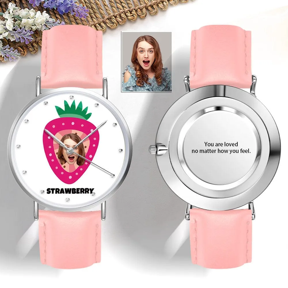 Custom Face Watch Cute Fruit Watch Strawberry Pattern Watch Gift for Her