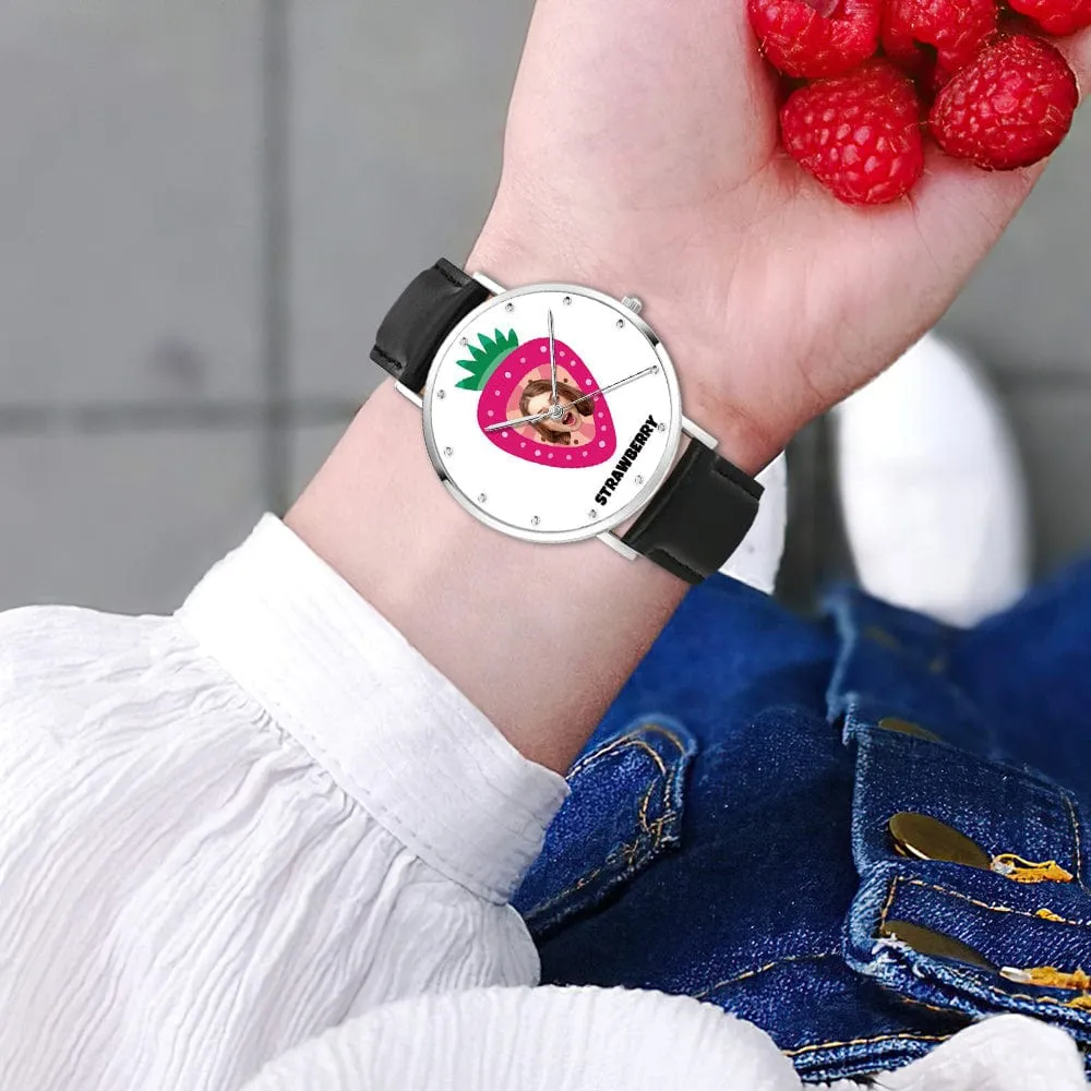Custom Face Watch Cute Fruit Watch Strawberry Pattern Watch Gift for Her