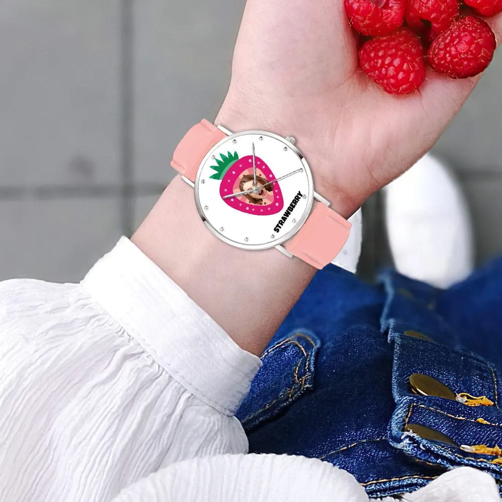 Custom Face Watch Cute Fruit Watch Strawberry Pattern Watch Gift for Her