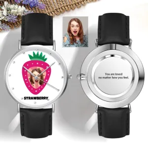 Custom Face Watch Cute Fruit Watch Strawberry Pattern Watch Gift for Her
