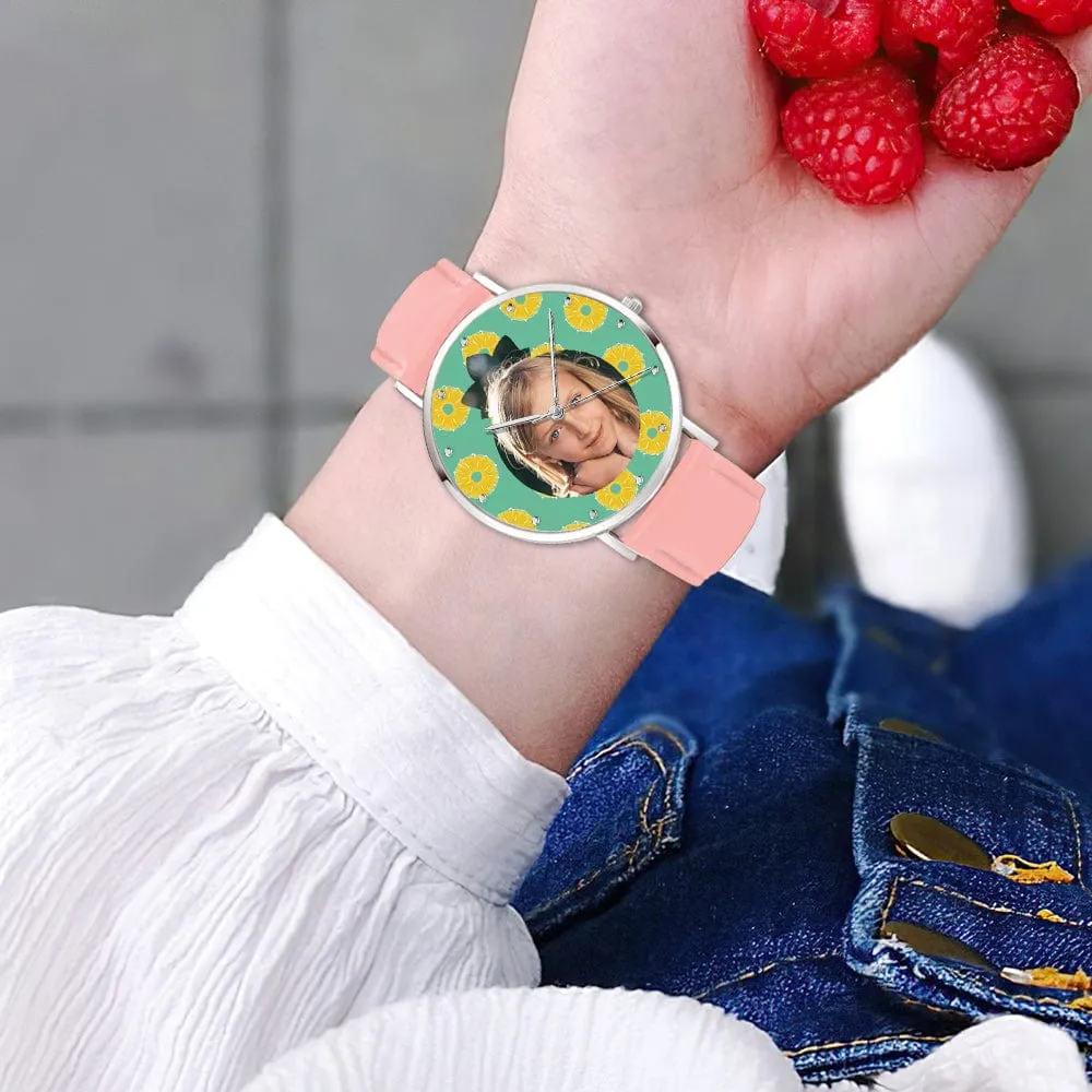Custom Photo Watch Pineapple Watch Cute Fruit Watch Gift for Her