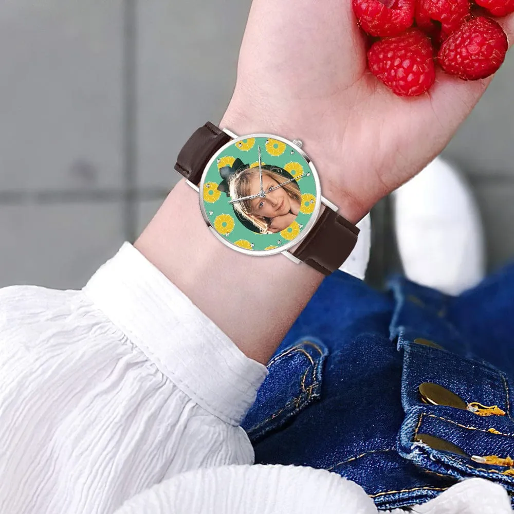 Custom Photo Watch Pineapple Watch Cute Fruit Watch Gift for Her