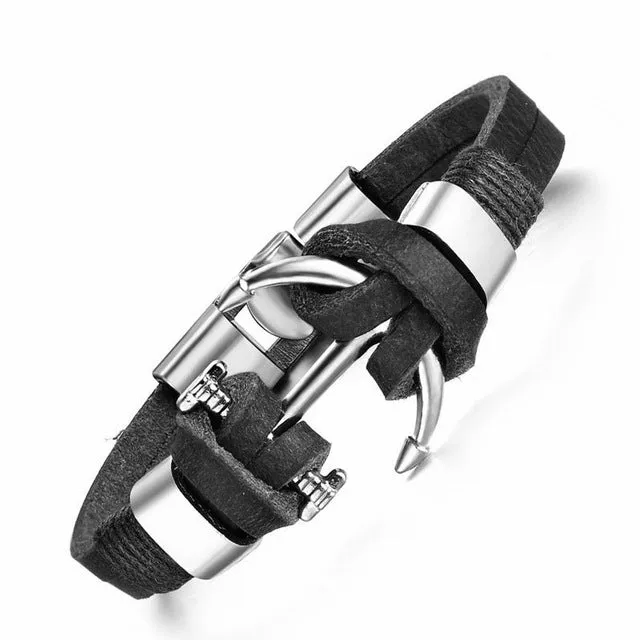 Fashion Men's Skull Bracelet&Bangle Male Multilayer Accessories Homme Jewelry Black Color Leather Bracelets Valentine's Day Gift